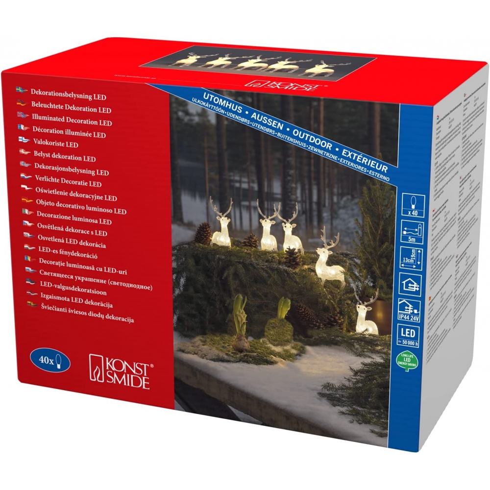 Acryl - weiß | LED Rentier Price-Guard Konstsmide 5er-Set LED-Dekobeleuchtung -