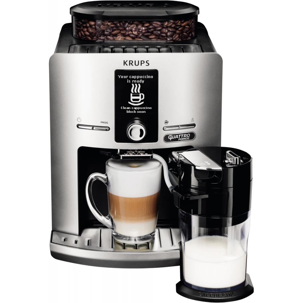 Kaffee-Vollautomat Quattro 82 Price-Guard - | - Krups EA Force silber/schwarz FE Latt\'Espress