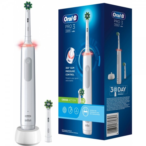 Oral-B weiß - 3000 Elektrische CrossAction - Zahnbürste Pro 3 | Price-Guard